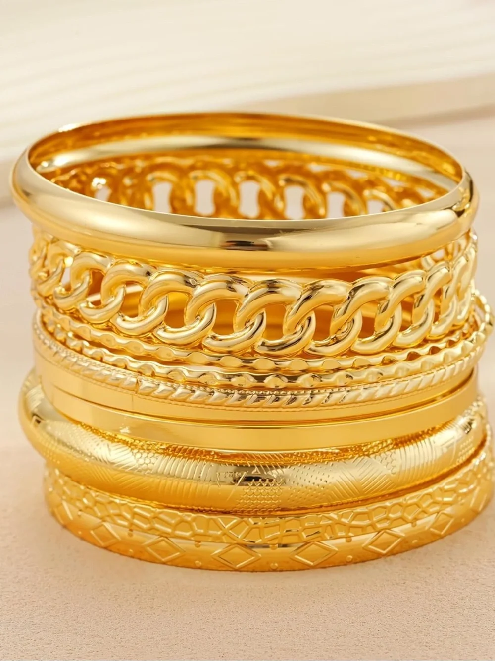 Anthropologie Gold-Tone Layered Bangle Bracelet Set